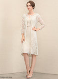 Knee-Length Chiffon Tessa of Bow(s) Sheath/Column Mother of the Bride Dresses the Bride Lace Dress With Mother V-neck