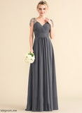 Floor-Length Neckline Silhouette Embellishment Length A-Line Sequins V-neck Beading Fabric Pleated Haven Bridesmaid Dresses