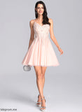 Beading Short/Mini V-neck A-Line Tulle With Sequins Shea Prom Dresses