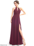 Length A-Line Fabric Silhouette SplitFront Floor-Length Neckline Halter Embellishment Jaylin Bridesmaid Dresses