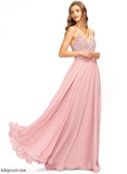 A-Line Ashlee Prom Dresses Floor-Length V-neck Chiffon Lace