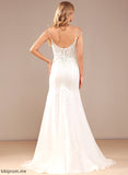 Lace Trumpet/Mermaid Court Train Kendall Wedding Dress Beading Lace With Sequins V-neck Wedding Dresses Chiffon