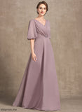 Chiffon Dress Floor-Length Madeline With V-neck the Mother of Mother of the Bride Dresses A-Line Ruffle Bride