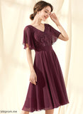 Lace Chiffon V-neck Knee-Length Dress With Cocktail A-Line Cadence Cocktail Dresses Sequins