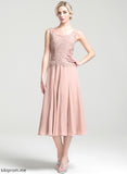 Bride Square Dress Aniyah Neckline Chiffon A-Line Mother of Mother of the Bride Dresses Tea-Length the