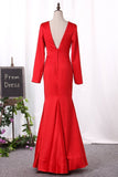 2024 New Arrival Mother Of The Bride Dresses V Neck Long Sleeves Mermaid PRM29SNP