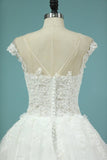 2024 Wedding Dresses Short Sleeves Scoop A Line Tulle PY237G8N