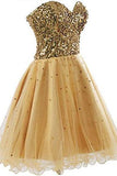 Short Tullle Sequins Homecoming Dress Prom Gown STF13820