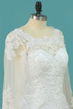 2024 Wedding Dresses Scoop Long Sleeves A Line Tulle P62H65E2