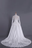 2024 Wedding Dresses A Line V Neck Long Sleeves With PZR5XDBE