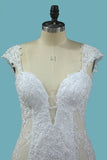2024 Mermaid Spaghetti Straps Tulle Wedding Dresses With Applique PA2HR8DC