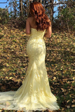 Mermaid Strapless Appliques Prom Dresses With Slit Evening STFPXH4MGL2