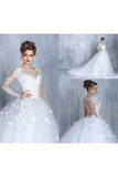 A Line Sweetheart Long Sleeves Cheap Tulle Wedding Dresses PN6KE8ST