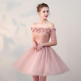Delicate Of the Shoulder With Lace Appliques A Line Homecoming Dresses
