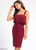 Cocktail Dresses Cocktail Ruffle Square Neckline Sheath/Column Knee-Length Dress Sophia With Polyester