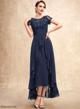 of With Mother Chiffon Neck the Ruffles Cascading Dress A-Line Bow(s) Asymmetrical Isabelle Mother of the Bride Dresses Sequins Bride Scoop Lace