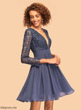 Mikayla With Chiffon Dress V-neck Homecoming Short/Mini Lace A-Line Homecoming Dresses