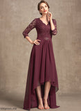 Dress Evelyn Lace V-neck the A-Line of Sequins Asymmetrical Mother of the Bride Dresses Bride Beading Chiffon Mother With