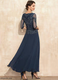 A-Line Ankle-Length Mother Chiffon the Dress Mother of the Bride Dresses Neck Brielle Bride of Lace Scoop