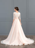With Ball-Gown/Princess Court Livia Wedding Train Ruffle V-neck Organza Wedding Dresses Lace Dress