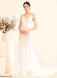 Trumpet/Mermaid Wedding Dresses Lace Train Dress Lace V-neck Court Wedding Jessie Tulle With