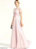 Neck Prom Dresses Floor-Length Precious A-Line With Lace Sequins High Chiffon