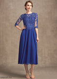 Wendy Sequins Dress of Mother of the Bride Dresses Neck Tea-Length A-Line With Mother Bride Lace the Chiffon Scoop