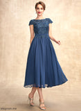 Neck Scoop A-Line Chiffon Mother of the Bride Dresses Lace Dress Tea-Length Bride Brenna of the Mother