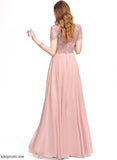 Evelin Floor-Length A-Line Scoop Prom Dresses Chiffon Lace