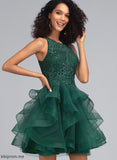 With Short/Mini Prom Dresses Lace Tulle Ball-Gown/Princess Scoop Kim Sequins