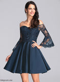 Off-the-Shoulder Homecoming Dresses A-Line Erin Homecoming With Short/Mini Lace Satin Dress