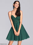 V-neck Short/Mini Tulle With Dress Homecoming Beading Maggie Sequins Homecoming Dresses A-Line