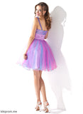 Short/Mini Ruffle Homecoming Dresses One-Shoulder Sequins A-Line Beading Homecoming With Mckenzie Tulle Dress