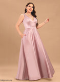 Silhouette Neckline Straps&Sleeves Floor-Length Length Fabric V-neck A-Line Satin Karla Bridesmaid Dresses