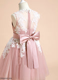 - Bow(s) With V-neck Sleeveless Flower Jordan Dress Knee-length Flower Girl Dresses Girl A-Line Tulle/Lace