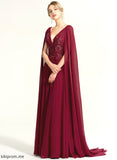 With A-Line Floor-Length Wedding Dresses Sequins V-neck Taniyah Dress Lace Wedding Chiffon