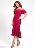 Stretch Ruffle Cocktail Dresses Dress Cocktail Asymmetrical With Crepe Erica Trumpet/Mermaid Off-the-Shoulder