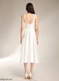 Wedding Dress Wedding Dresses V-neck Satin Lace Tea-Length A-Line Kali