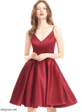 Prom Dresses Satin A-Line Short/Mini Tori V-neck