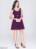 Dress Skyla A-Line Chiffon Homecoming Homecoming Dresses V-neck With Bow(s) Short/Mini Lace