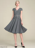 A-Line With Knee-Length of the Mother of the Bride Dresses Katie Mother V-neck Dress Beading Bride