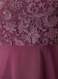 Knee-Length A-Line Length Silhouette Neckline Straps ScoopNeck Lace Fabric Serena Spaghetti Staps Half Sleeves Bridesmaid Dresses