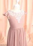Dress Sleeves Lace/V Floor-length - Short Meghan Flower Girl Dresses Scoop Neck With Chiffon/Lace A-Line Back Flower Girl