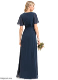 Embellishment Asymmetrical Length Bow(s) Silhouette V-neck Neckline Fabric A-Line Pleated Gertie Bridesmaid Dresses