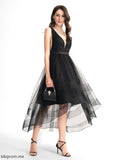 Sequins Dress Lace Asymmetrical Makenzie Cocktail Dresses A-Line V-neck Tulle Cocktail With