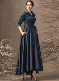A-Line Dress Pockets the Asymmetrical Bow(s) Bride Mother Annabella Satin Mother of the Bride Dresses of V-neck With