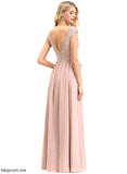 Straps Lace Length Neckline Silhouette A-Line Floor-Length V-neck Fabric Jaqueline Bridesmaid Dresses