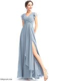 SplitFront Fabric Embellishment Ruffle Silhouette A-Line Floor-Length V-neck Length Neckline Kylie Trumpet/Mermaid Bridesmaid Dresses