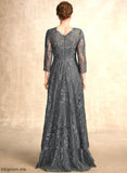 A-Line Dress Sequins Mother of the Bride Dresses Mother Lace Miriam Floor-Length With Bride of Scoop Neck the