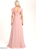 Length Floor-Length Embellishment V-neck Ruffle Silhouette Fabric A-Line Neckline Karlee Sleeveless Natural Waist Bridesmaid Dresses